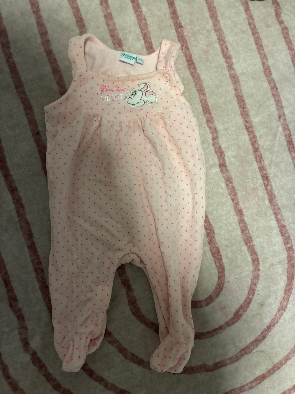 Disney Pink Polka Dot Bunny Footed One-Piece